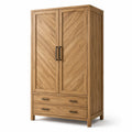 Armoire en bois 2 portes 2 tiroirs en chêne massif