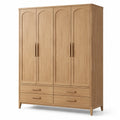 Armoire en Bois de Chêne Massif avec 4 Portes et 4 Tiroirs