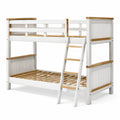 Lit superposé en bois blanc et chêne avec échelle