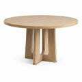 Table ronde en bois de chêne avec inserts en laiton 120 cm