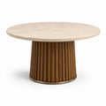 Table à manger ronde en bois et travertin Ø120 cm