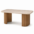 Table rectangulaire en bois et pierre 180x90 cm