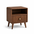 Table de chevet en bois massif avec finition en placage
