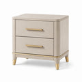 Table de chevet en MDF avec tiroirs beige et doré