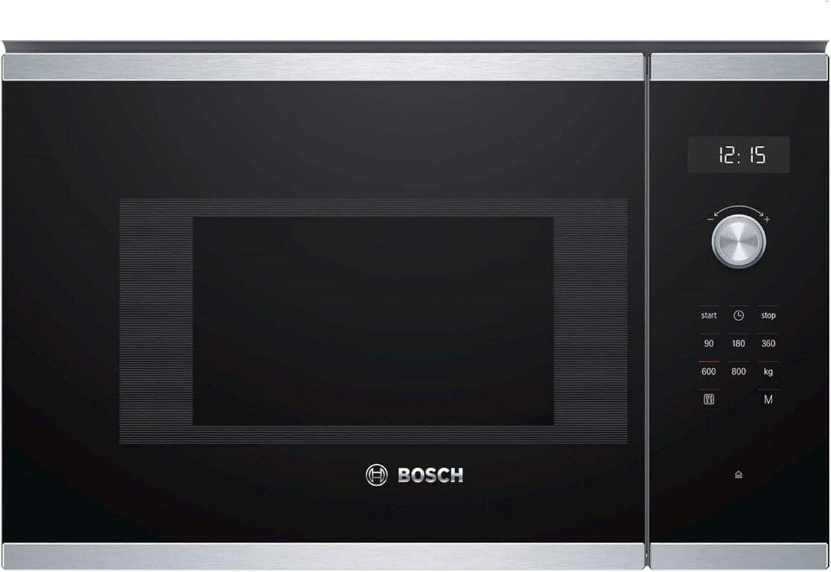 Four micro-ondes, acier inoxydable, ¨¦clairage LED, Micro-ondes uniquement 20 L 800 W Noir, Bosch, 25, 5 cm, 90 W, 180 W, 360 W, 600 W, BFL524MS0