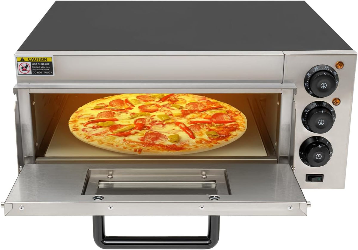 PUDLOR Four ¨¤ pizza, machine ¨¤ pizza avec signal de rappel, acier inoxydable, 2000 W, Four ¨¤ vapeur 2000 W, minuterie, verre