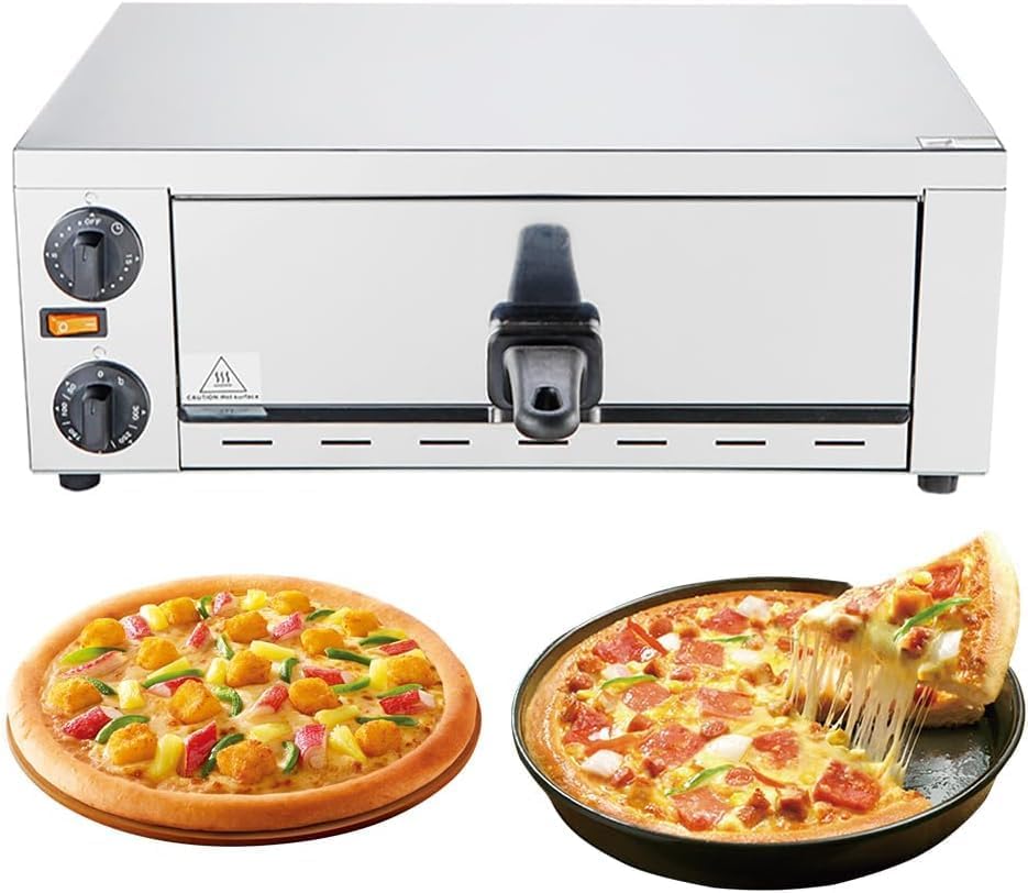 Four ¨¤ pizza, acier inoxydable, avec temp¨¦rature r¨¦glable et minuterie de 60 Minutes, 30 cm, YXYLJOZ, 12 Pouces, 50 ¡ãC, 300 ¡ãC, portable, Argent¨¦