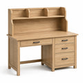 Bureau en bois de chêne clair avec étagères et tiroirs