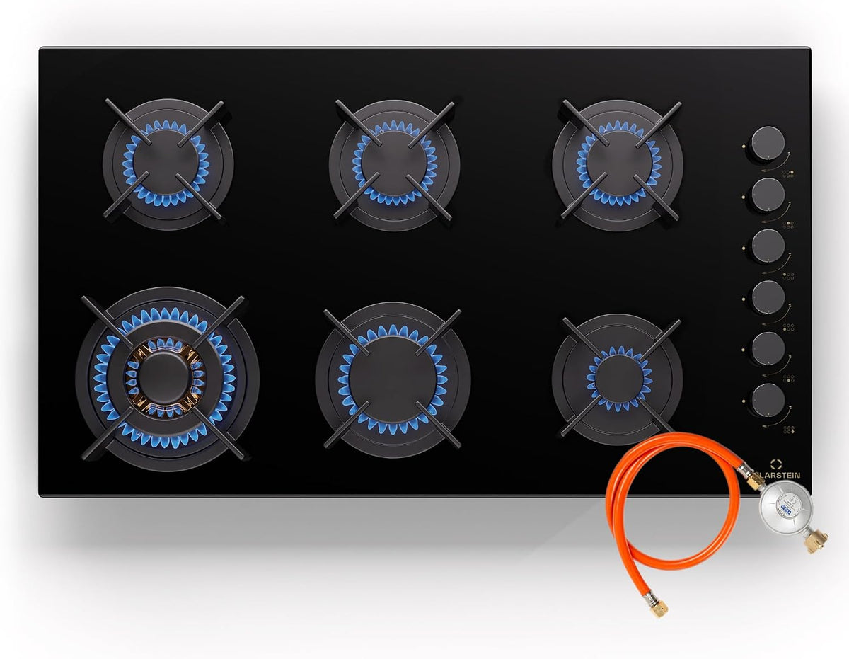 Plaque de cuisson KLARSTEIN, acier inoxydable, Cuisiniere Gaziniere avec Br?leurs en Acier Inoxydable, 12200W, 6 Br?leurs, 12, 2 kW, encastrable