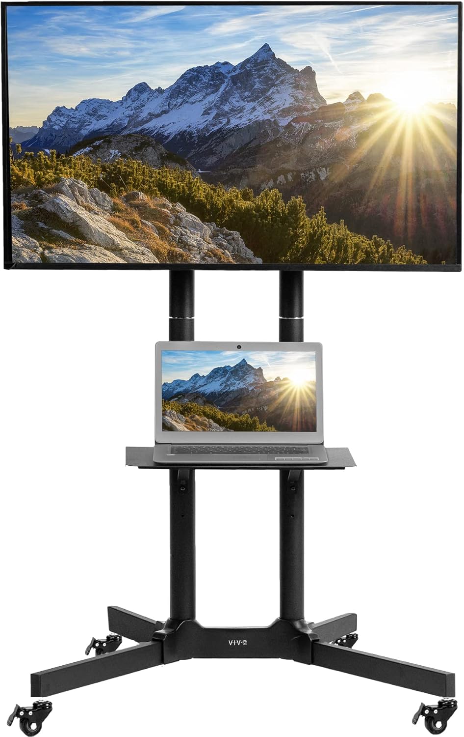 Support TV mobile, Chariot TV Mobile pour ¨¦crans de 32 ¨¤ 83' jusqu'¨¤ 50 kg, LCD LED OLED 4K, VIVO, 400 mm, 90 cm, 66 cm, 151 cm, ¨¦clairage LED