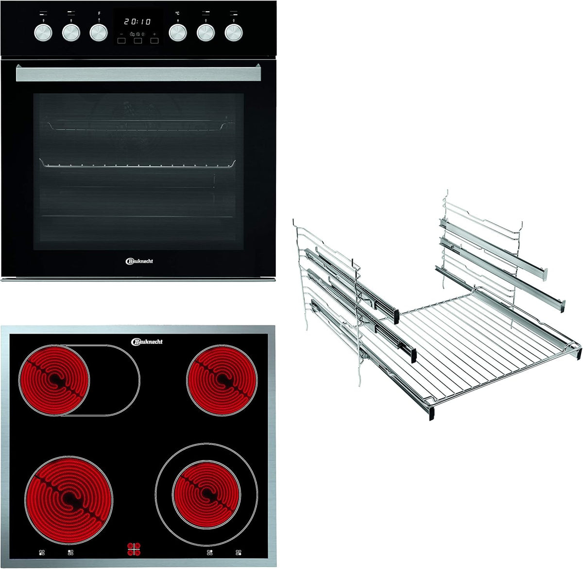 Bauknecht Ensemble encastrable avec four ¨¦lectrique et plaque vitroc¨¦ramique 60 cm, nettoyage par hydrolyse