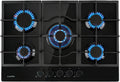 Plaque de cuisson KLARSTEIN, acier inoxydable, 5 br?leurs, Noir, table de cuisson gaz, propane, soupapes s¨¦curit¨¦, arr¨ºt automatique