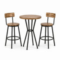 Ensemble table haute en bois avec 2 tabourets en métal noir