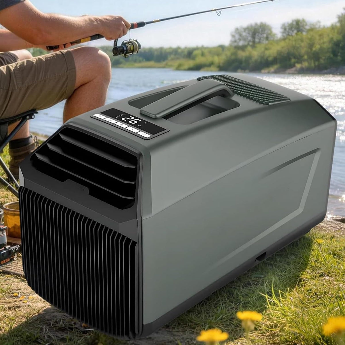 Climatiseur portable, climatiseur mobile de camping avec t¨¦l¨¦commande, 57 cm, 28, 5 cm, 35 cm, 400 W, climatisation silencieuse pour petites pi¨¨ces