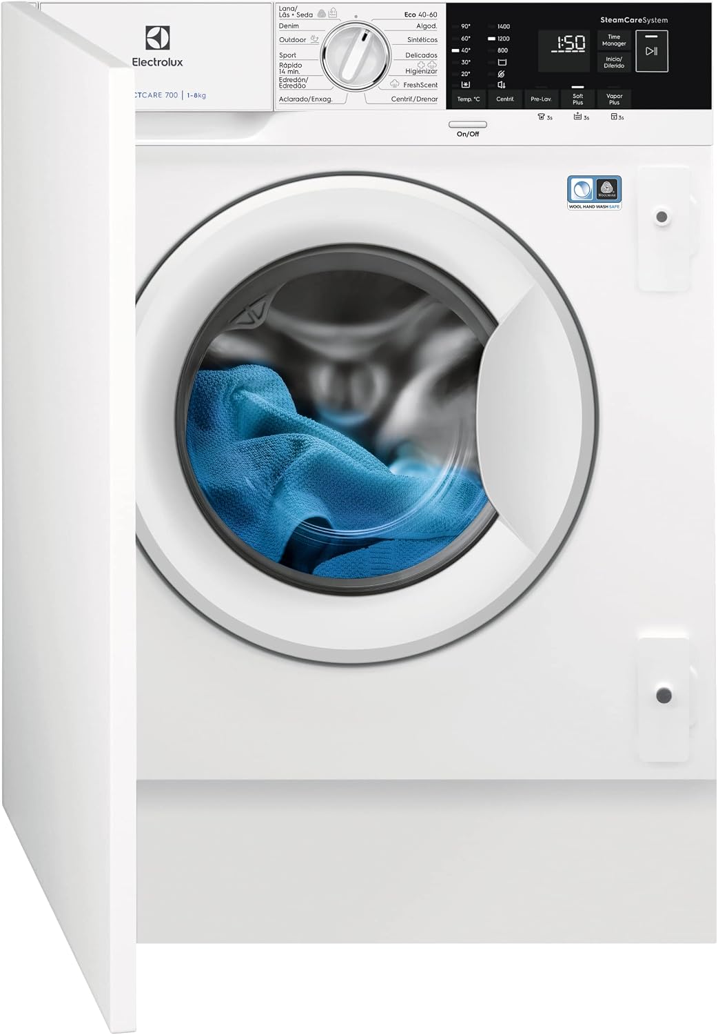 Lave-linge Electrolux EN7F4842OF, moteur Inverter, 1400 tr/min, 8 kg, fonction vapeur