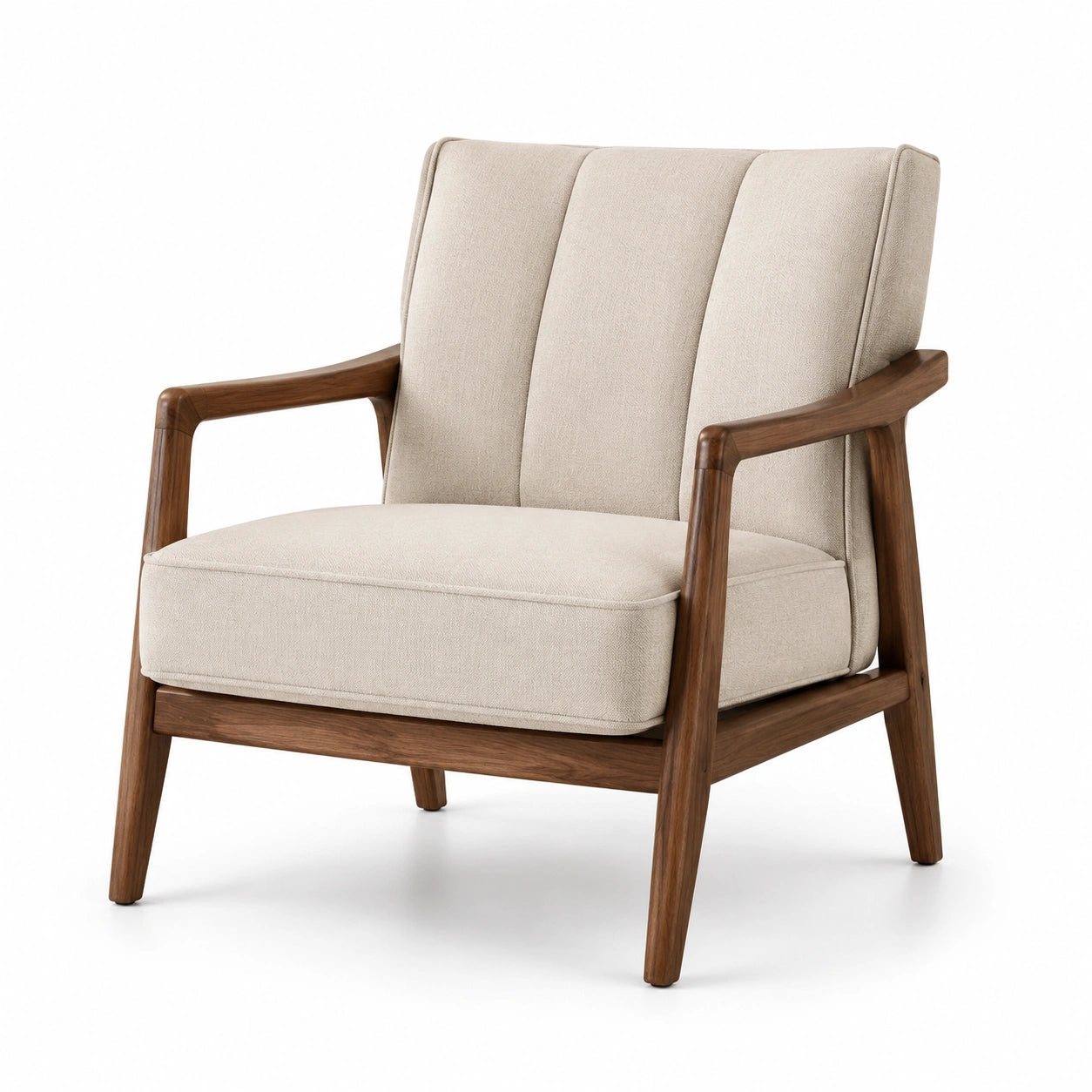 Fauteuil en bois avec tissu en polyester beige