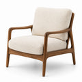 Fauteuil en bois avec revêtement bouclé crème