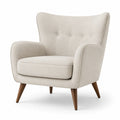 Fauteuil en tissu polyester beige avec pieds en bois