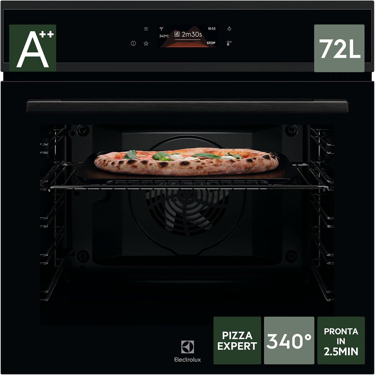 Electrolux Four encastrable, Wi-Fi, 72 L, COX8P08WH, 340 ¡ãC, PizzaExpert 340 ¡ãC, fonction pizza en 2, 5 minutes, commande tactile, pyrolyse