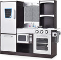 Cuisine jouet, Cuisine Enfant en Bois de Sapin, Cadeau pour Gar?on Fille 3+ Ans, Jeu de Cuisine R¨¦aliste avec Tableau Noir, GOPLUS, R¨¦frig¨¦rateur