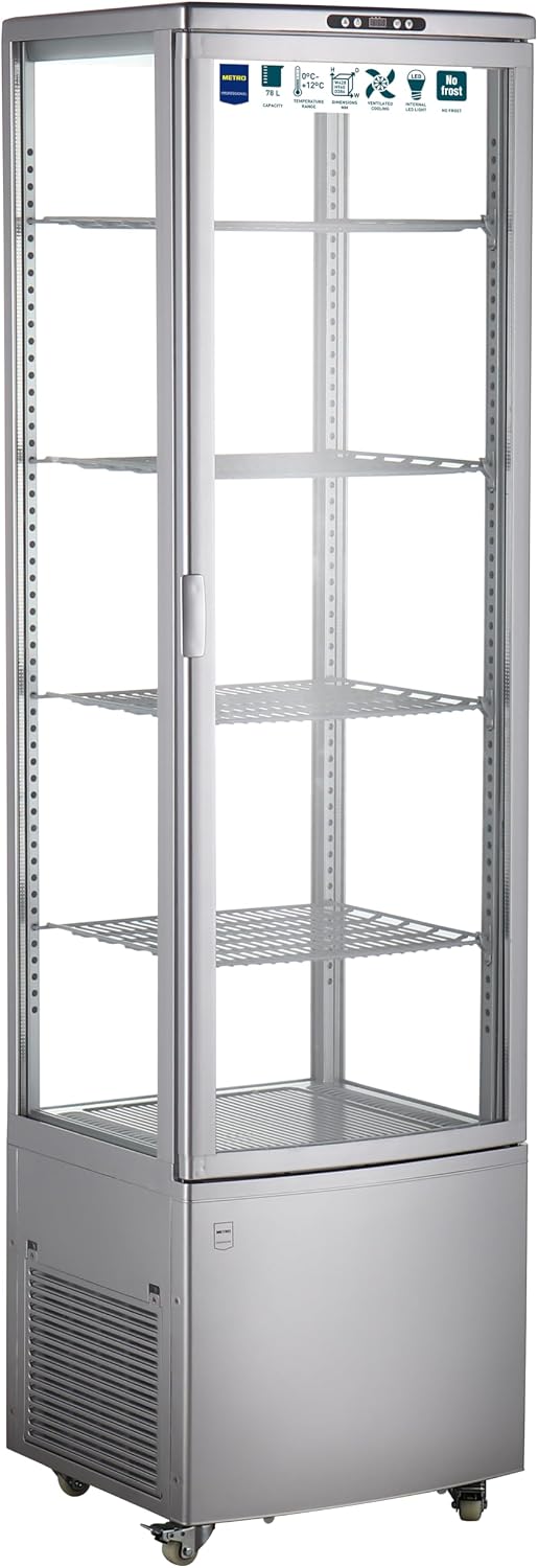 R¨¦frig¨¦rateur de pr¨¦sentation METRO Professional GGC3270SV, avec 4 Roulettes, 51, 5 ¡Á 48, 5 ¡Á 189, 5 cm, verre, 270 L, 43, 5 ¡Á 37, 4 ¡Á 134, 3 cm
