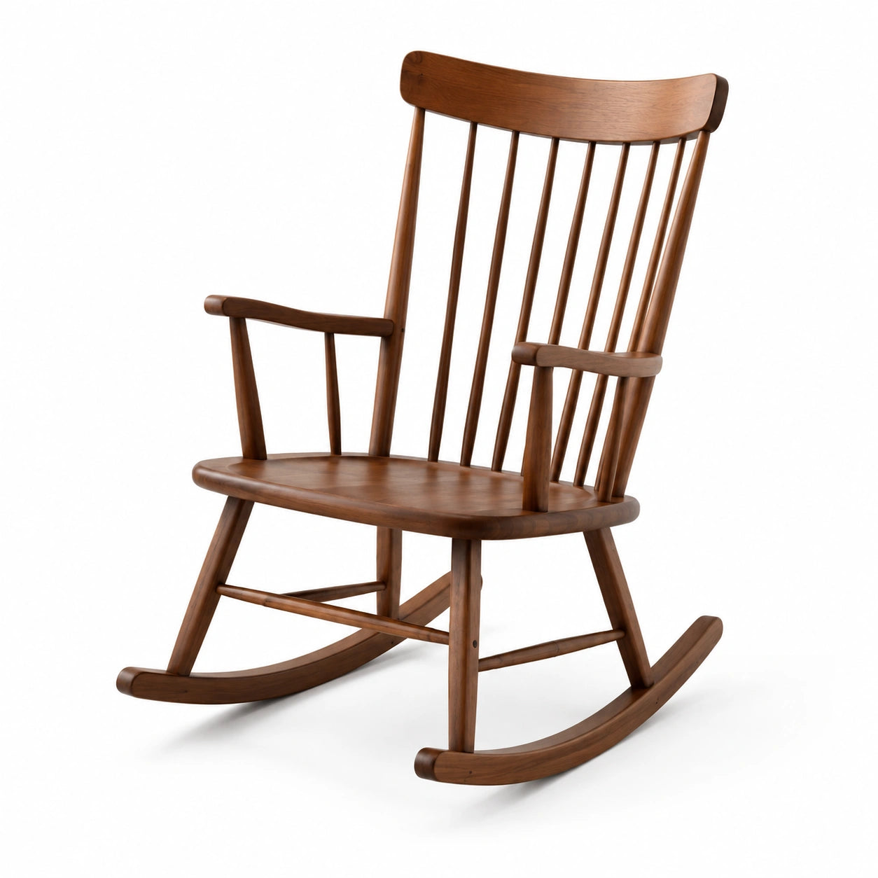 Chaise berçante en bois de chêne massif marron