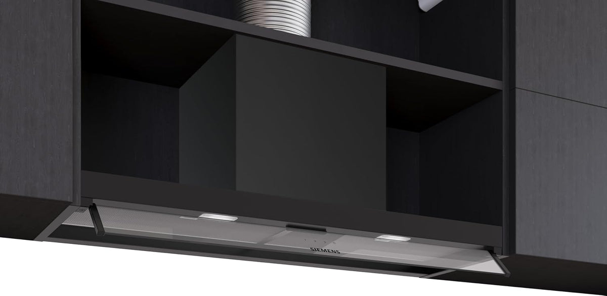Hotte aspirante SIEMENS LJ95BCC60 iQ300, Int¨¦gration sans couture, 90 cm, verre, Hotte design int¨¦gr¨¦e, Fabriqu¨¦e en Allemagne, Commande