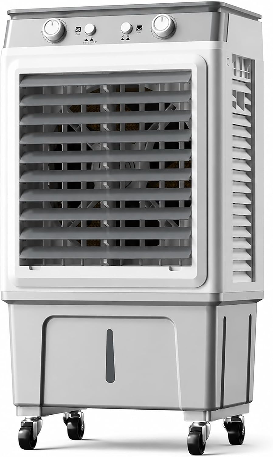 JS Space Rafra?chisseur d'air, 3 Vitesses, t¨¦l¨¦commande, Bureau 80cm, 55 L, 200 W, 60L, 4 Pains de Glace, portable, r¨¦servoir d'eau