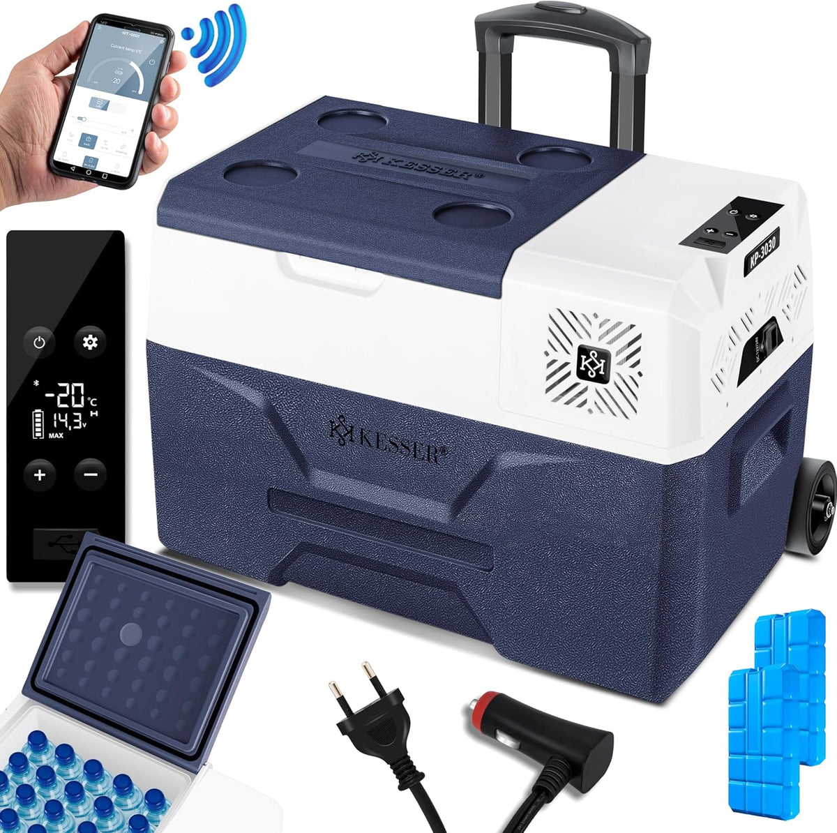 KESSER R¨¦frig¨¦rateur, Camping-Car, 20¡ãC, avec Commande APP Raccordement USB, 30 litres Glaci¨¨re ¨¤ compresseur ¨¦lectrique Glaci¨¨re de cong¨¦lation