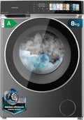 Lave-linge Cecotec 1400RPM, Acier, 8Kg, 11 Programmes, fonction vapeur, ¨¦cran FullColor, Porte XXL, Lumi¨¨re Int¨¦rieure, Stop&Go