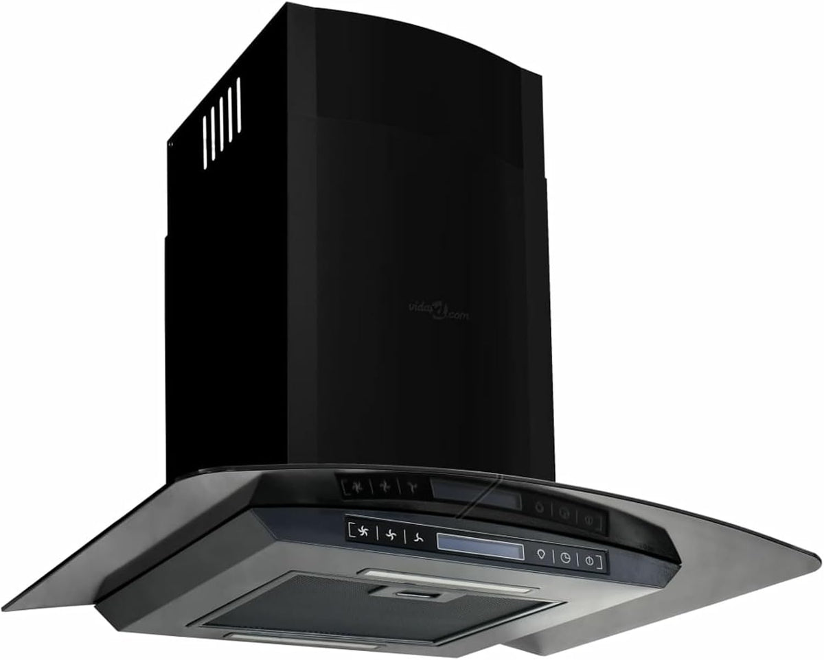 Homgoday Model50709 Hotte aspirante, Mobilier de hotte murale en acier inoxydable 756 m3/h 60 cm noir, bureau Model50709, ¨¦clairage LED, verre