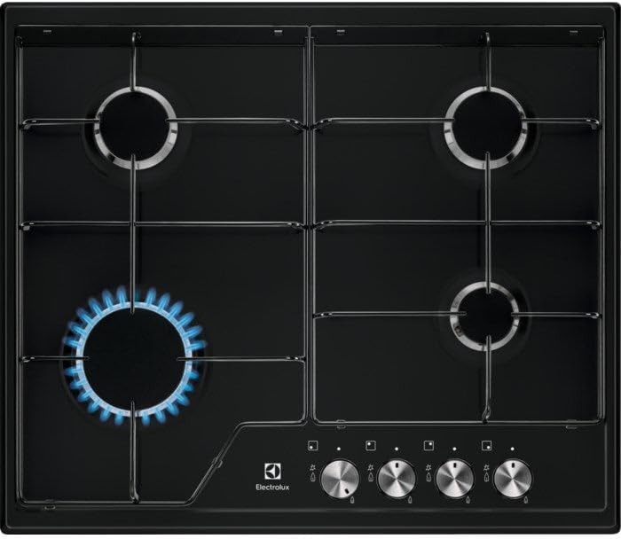 Plaque de cuisson Electrolux EGS6424K, EGS6424K Plaque Noir int¨¦gr¨¦ 60 cm Gaz 4 Zone(s), 300.0 L, 250.0 W