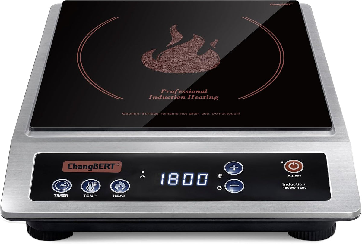 CHANGBERT Plaque ¨¤ induction, 1800W, 200W, 9 programmes, 18 programmes, NSF certifi¨¦ grand foyer ¨¤ bobine