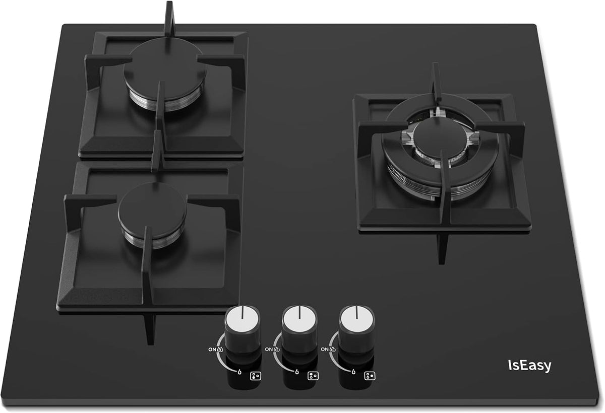 Plaque de cuisson IsEasy, 8 mm, verre, 60 cm, 60 ¡Á 52 ¡Á 5.5cm, 56 ¡Á 48cm, 3.3KW, 2.7KW, 1.75KW, 240V, 3, 3 kW, 2, 7 kW, 1, 75 kW, 60cm, 52cm