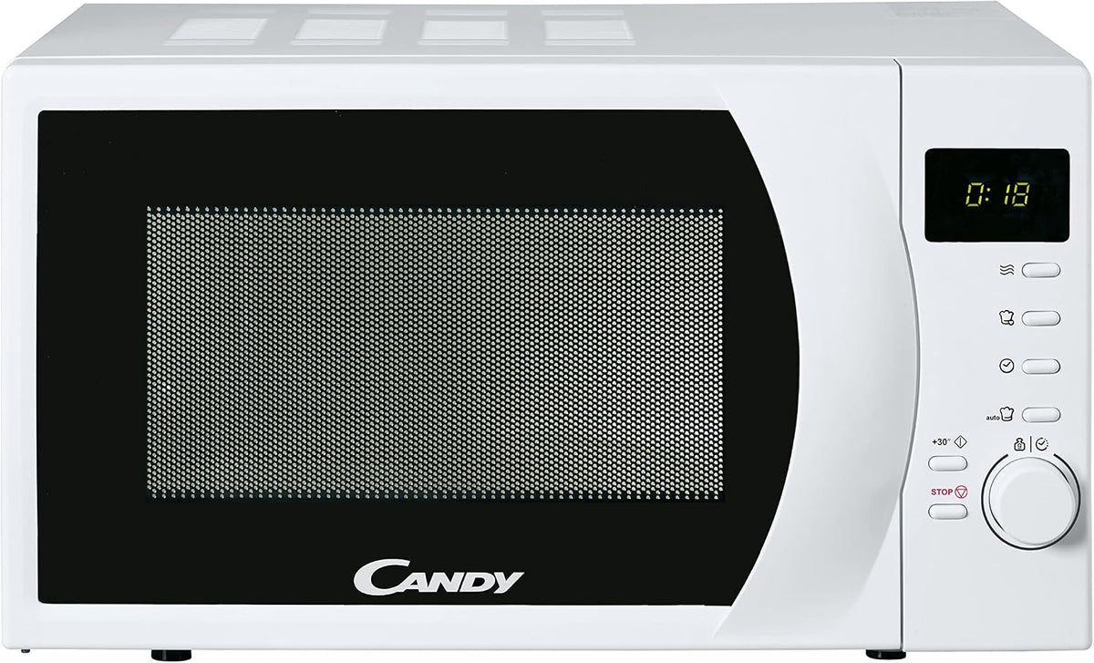 Four micro-ondes, 700 W, CANDY, 6 Niveaux, 24, 5 cm, 6 Niveaux de puissance, CMW2070DW Micro-Ondes Solo Blanc 20 litres, 8 Fonctions, 8 programmes