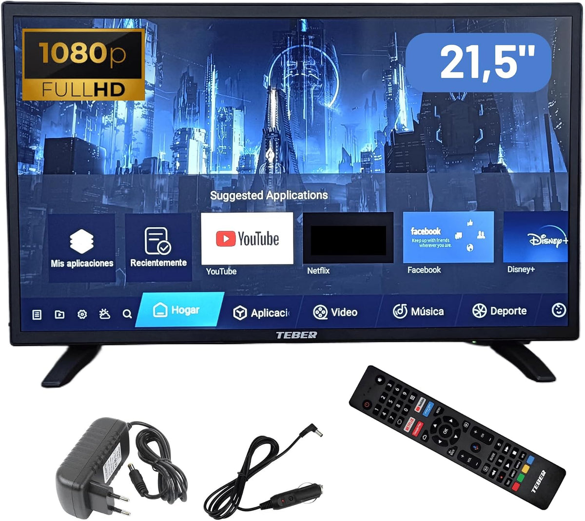 T¨¦l¨¦viseur TEBER DVB-S2, 12 V, 230 V, 21, 5 pouces, 12V, 230V, 22', Full HD, Campers, logements, caravanes, Bateaux