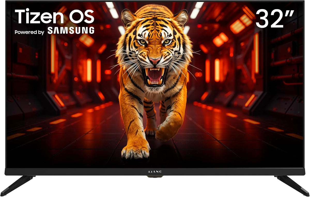 T¨¦l¨¦viseur KIANO DVB-T2, Wi-Fi, 32 Pouces, 81 cm, 8 W, 3¡Á HDMI, ¨¦clairage LED, HD avec TIZEN OS, Enregistrement USB PVR, Dolby Audio