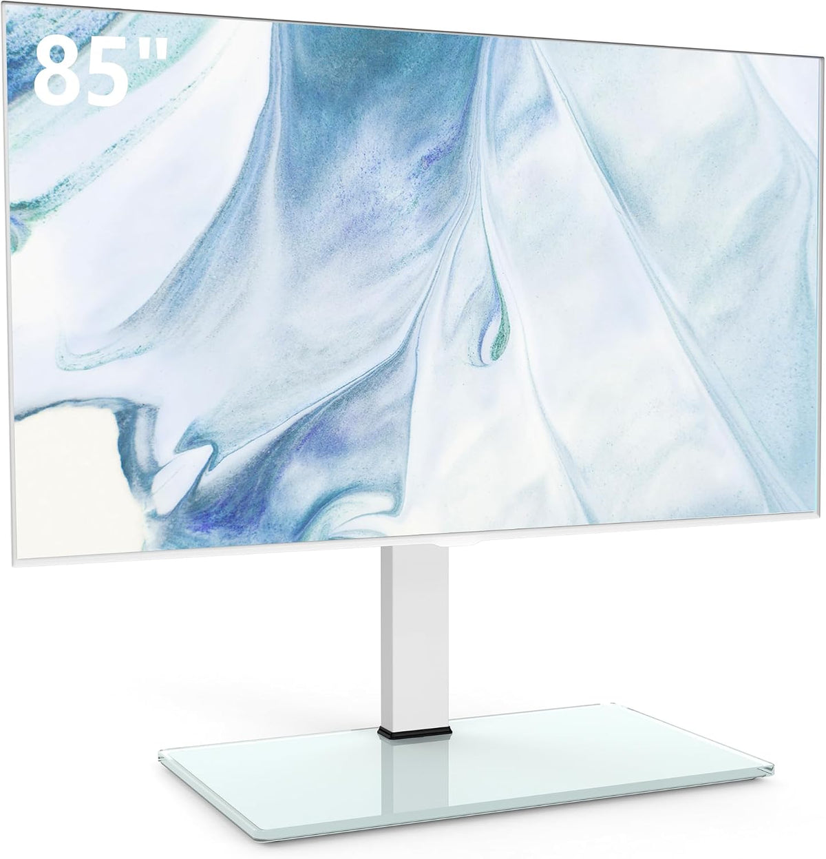 FITUEYES Support TV sur pied, ¨¦clairage LED, verre, 800 ¡Á 600 mm, 85 Pouces, 50 kg, 200 ¡Á 200 mm, 793 mm, 1115 mm, 700 mm, 380 mm, 10 mm, 700mm