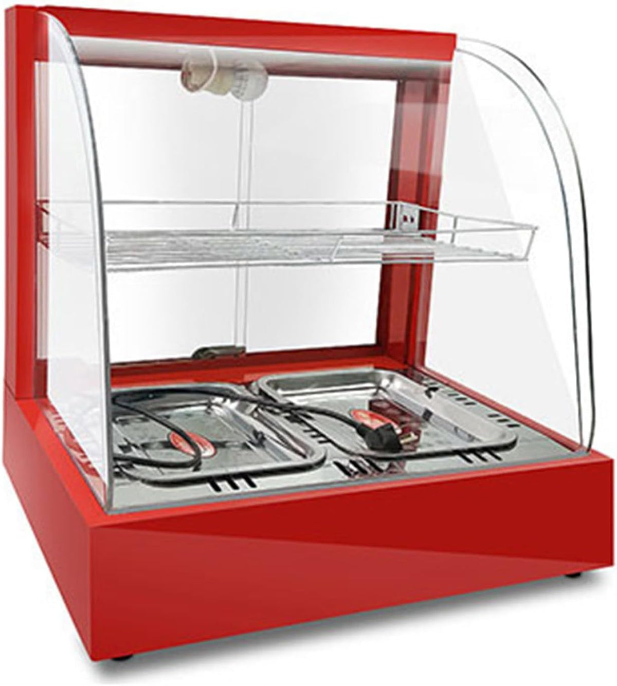OPSREY Chauffe-plat, acier inoxydable, 85¡ãC, Armoire chauffante pour aliments, 70 ¡ãC, r¨¦servoir d'eau, verre, vitrine, Twofloors