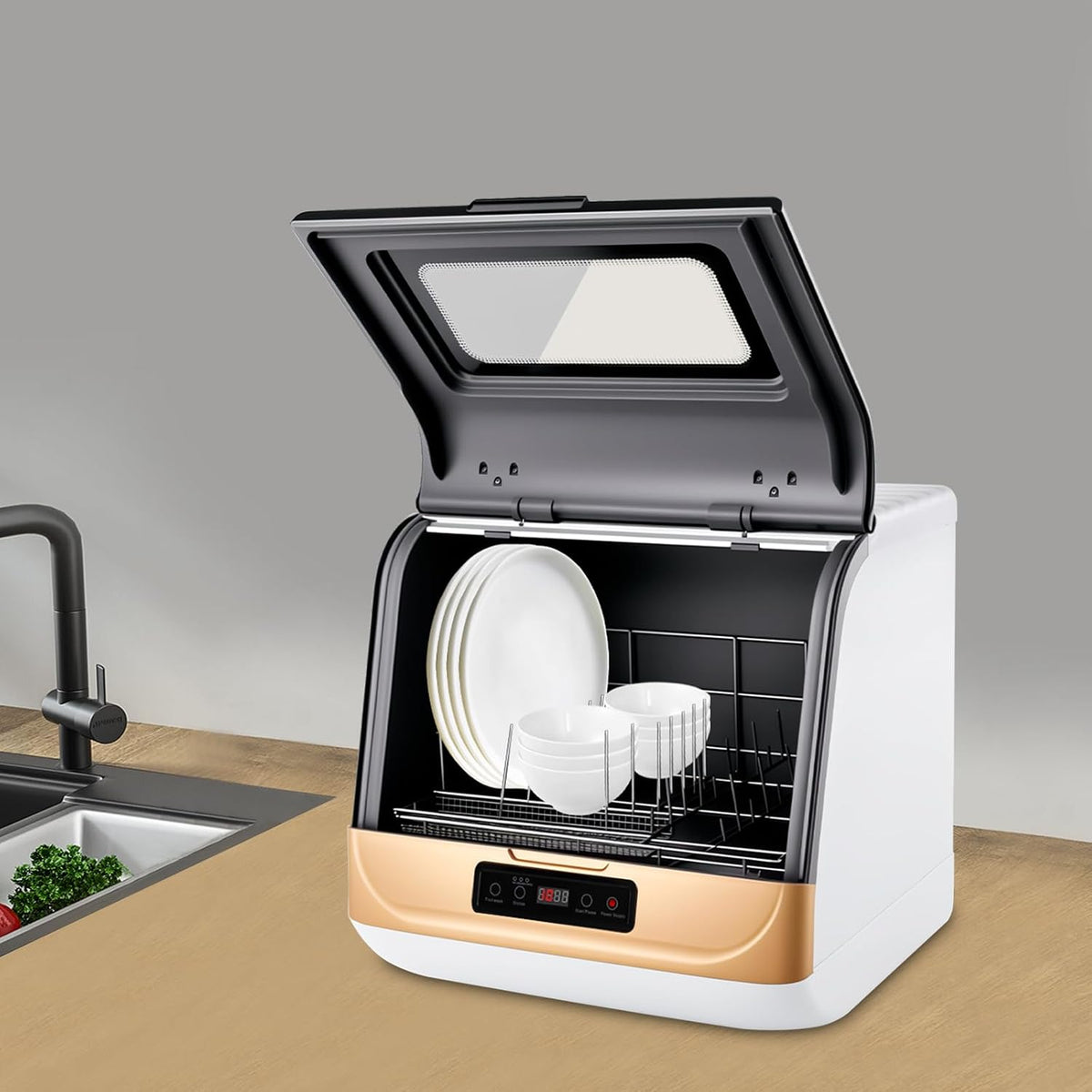 Lave-vaisselle WFIETN, 800 W, 3 modes, 45 ¡Á 40 ¡Á 45 cm, autonome 3 modes, 12 ¨¤ 20 pi¨¨ces, compact, peu encombrant