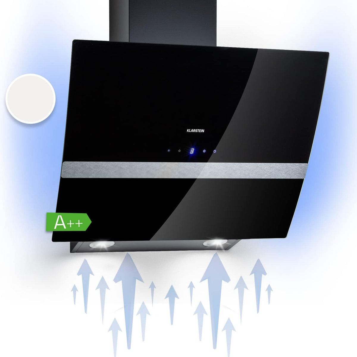 Hotte aspirante KLARSTEIN, Filtre de Hotte en Aluminium, ¨¦clairage LED, 3 modes, Hottes de Cuisine Inclin¨¦es, 60cm, 591 m3/h, Eclairage ¨¤ LED