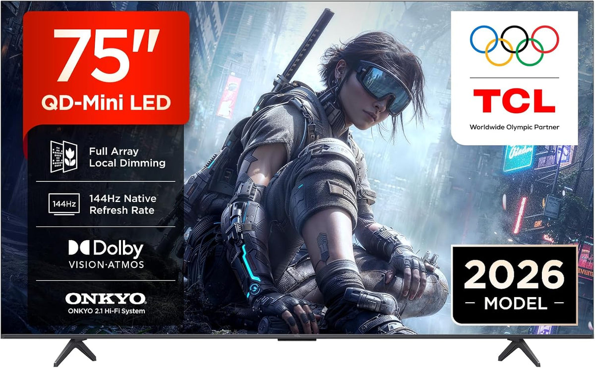 TCL 75T8D HDR10 T¨¦l¨¦viseur, 75T8D 75 Pouces QLED avec QD-Mini LED Dimming 4K HDR Ultra HD TV, 55 pouces, 144Hz, 144 Hz, 144Hz VRR