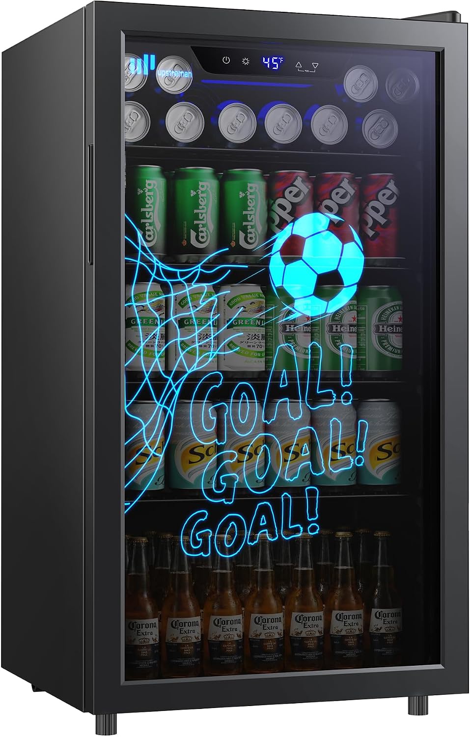 Mini r¨¦frig¨¦rateur Upstreman, R¨¦frig¨¦rateur ¨¤ Boissons 91 L Avec Porte Vitr¨¦e, Mini Frigo Pour 126 Canettes, verre, 83, 2 ¡Á 47 ¡Á 44, 5 cm