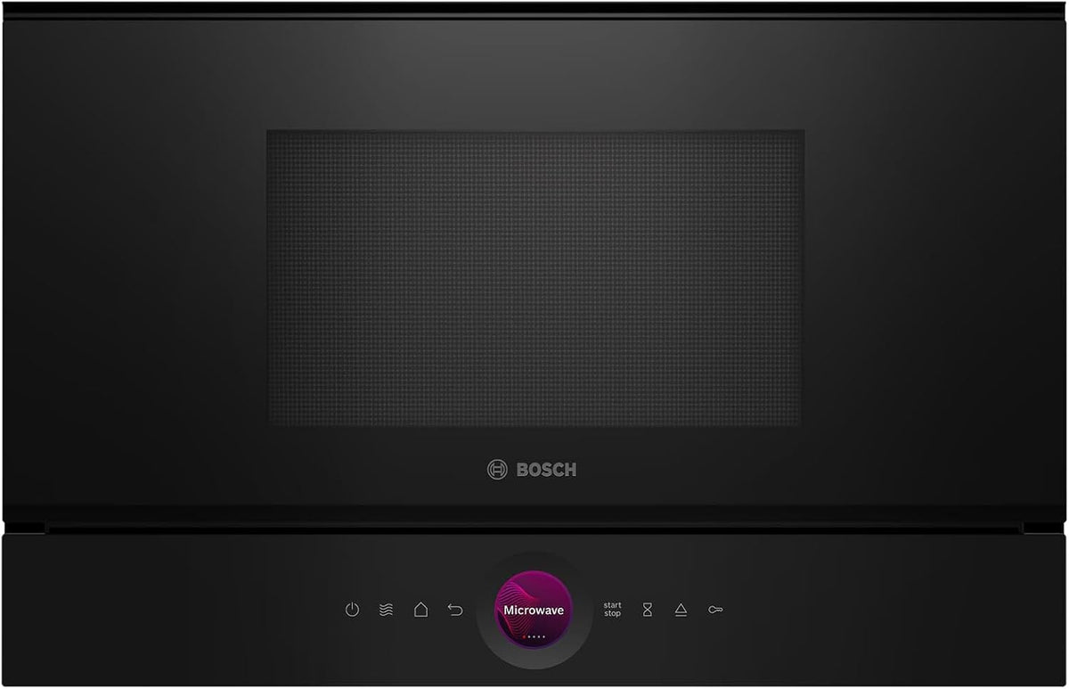 Bosch Four micro-ondes, ¨¦clairage LED, acier inoxydable, 900 W, 90 W, 180 W, 360 W, 600 W, 5 niveaux, BFR7221B1, 21l, 900w, 7 programmes, verre