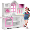 GOPLUS Cuisine jouet, Ensemble de Jeu de Cuisine avec Accessoires Riches, Cuisine en Bois Enfant, 106, 5 cm, Cadeau pour 3+ Ans, 32 cm, 109 cm