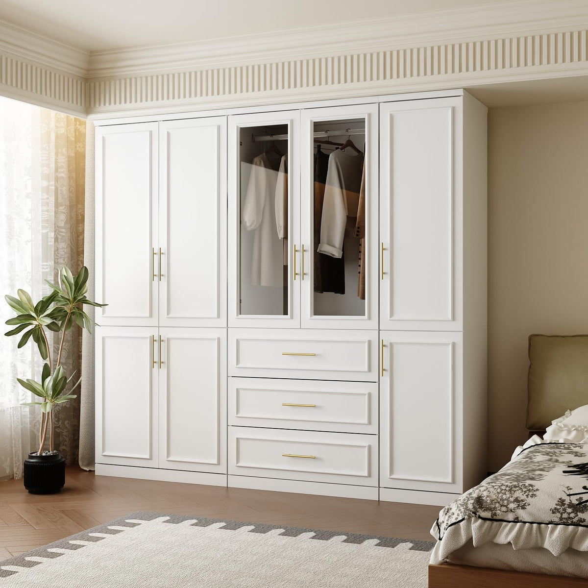 Armoire FUFU&GAGA, Wardrobe Closet Collection avec Doors, verre
