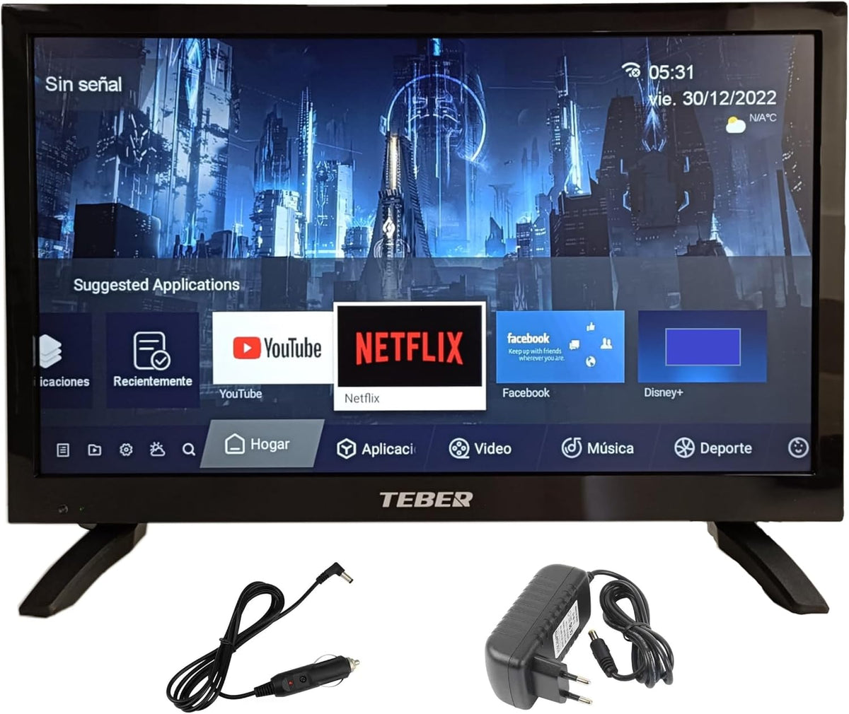 T¨¦l¨¦viseur, Wi-Fi, 18, 5 Pouces, TEBER, 5 W, 12v, 24v, 230v, Android 11, 19', Full HD, portable, Cuisines, Chambres, Bateaux, camions