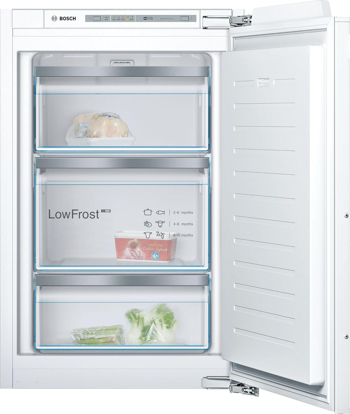 Cong¨¦lateur Bosch GIV21AFE0, 88 ¡Á 56 ¡Á 55 cm, 96 L, 3 tiroirs, GIV21AFE0 S¨¦rie 6, encastrable