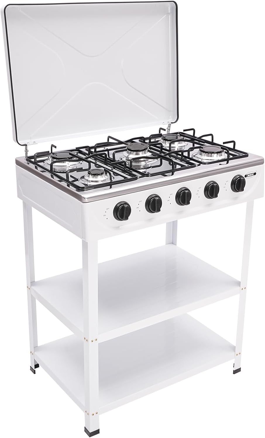 Cuisini¨¨re, 2, 5 kW, avec boutons rotatifs, pour l'ext¨¦rieur, OUKANING, 5 br?leurs, 5 flammes, 2, 5 kW par br?leur, blanc, autonome