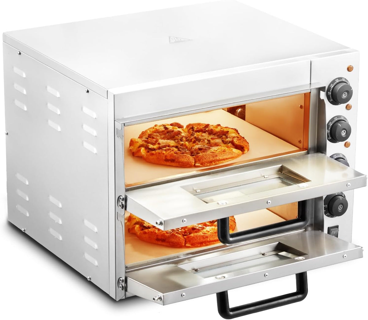 VEVOR Four ¨¤ pizza, Machine ¨¤ Pizza d'Int¨¦rieur Polyvalente pour Restaurant Maison, 16 pouces, avec Pierre et Poign¨¦e, 40, 6 cm